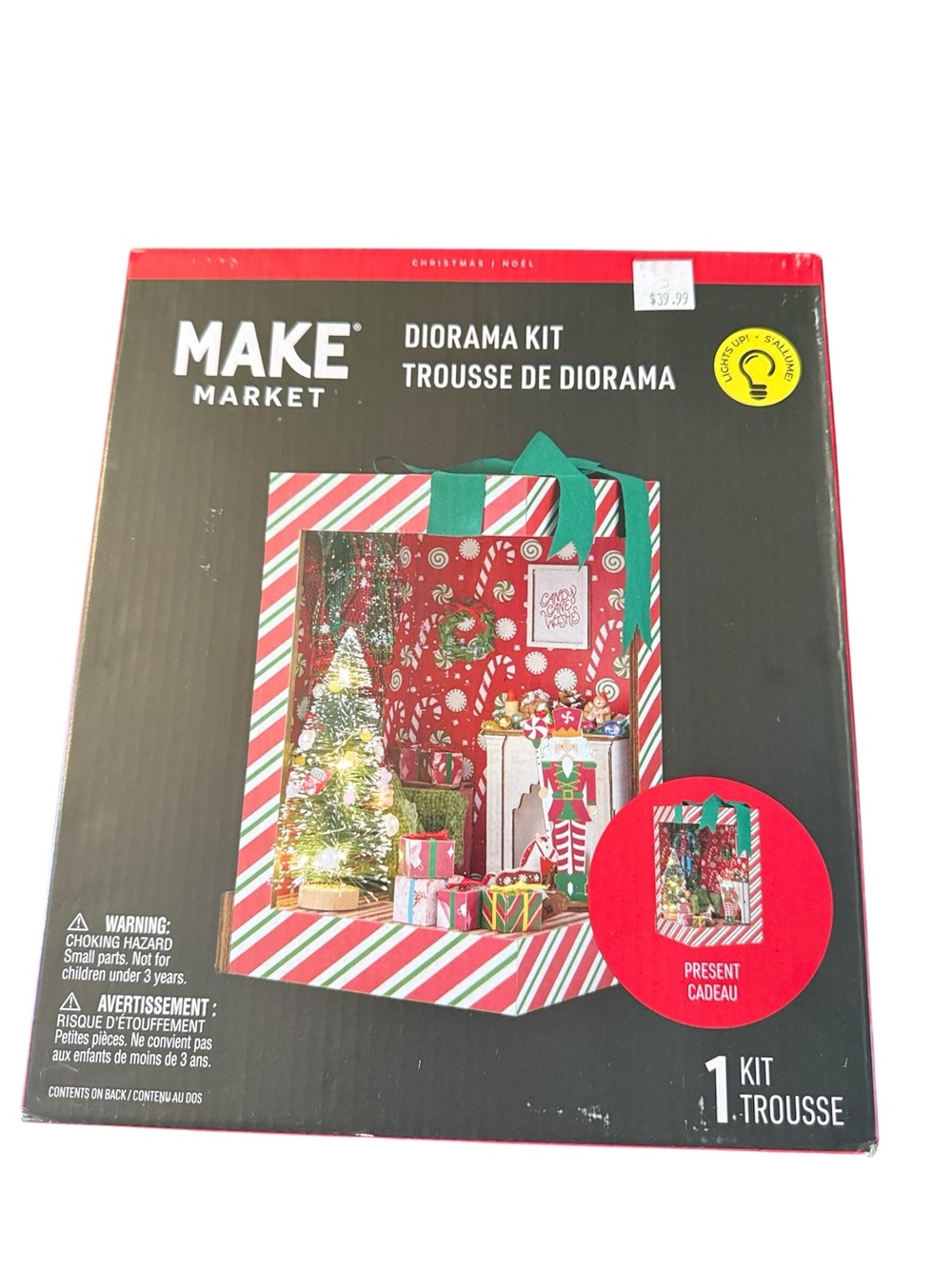 Make Market Red, Green and White Holiday Present Lights Plywood Diorama Kit NEW